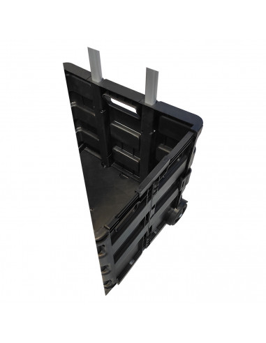 Carro con caja plegable de 83,5 x 38 x 30 cm con 2 ruedas y cuerda, Plataforma de transporte plegable de metal para mover produc