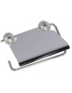 Portarrollos de pared cromado, de acero inoxidable, de 14 x 12,5 x 2,5 cm con tornillos para anclar a la pared. Soporte para el