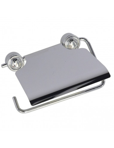 Portarrollos de pared cromado, de acero inoxidable, de 14 x 12,5 x 2,5 cm con tornillos para anclar a la pared. Soporte para el