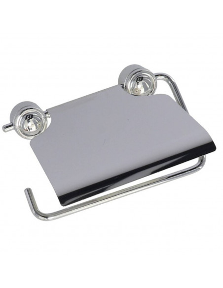 Portarrollos de pared cromado, de acero inoxidable, de 14 x 12,5 x 2,5 cm con tornillos para anclar a la pared. Soporte para el
