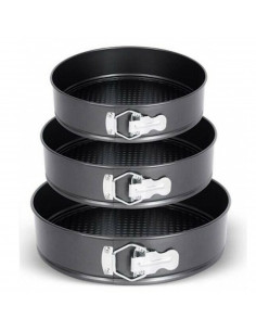 Tradineur - Set de 3 moldes redondos para tartas, pasteles, bizcochos, 3 bandejas antiadherentes con forma de pan, dimensiones 2