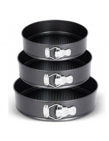 Tradineur - Set de 3 moldes redondos para tartas, pasteles, bizcochos, 3 bandejas antiadherentes con forma de pan, dimensiones 2