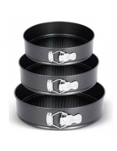 Tradineur - Set de 3 moldes redondos para tartas, pasteles, bizcochos, 3 bandejas antiadherentes con forma de pan, dimensiones 2