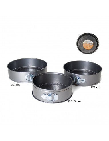 Tradineur - Set de 3 moldes redondos para tartas, pasteles, bizcochos, 3 bandejas antiadherentes con forma de pan, dimensiones 2