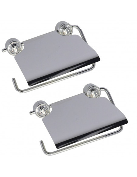 Pack de 2 portarrollos de pared cromado de acero inoxidable de 14 x 12,5 x2,5 cm con tornillos para anclar a la pared. Soporte p
