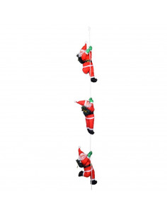 Pack 3 muñecos de papá noel con cuerda 180 cm, santa klaus para colgar en ventana, balcón, terraza, decoración de navidad, regal
