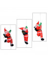 Pack 3 muñecos de papá noel con cuerda 180 cm, santa klaus para colgar en ventana, balcón, terraza, decoración de navidad, regal