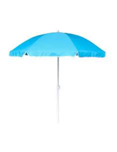 Sombrilla para playa lisa de poliester y alumínio 180 cm, colores surtidos (azul claro, azulón y naranja). Parasol de distintos