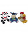 Pack de 3 peluches de animales de la granja con sonido al apretar, de 21 x 12 x 5,5 cm para niños y niñas con pilas inlcuidas. S