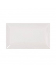 Juego de 6 bandejas planas de cerámica, rectángulares, color marfil, pack de platos rectangulares de cerámica, 25 x 1.5 x 15 cm