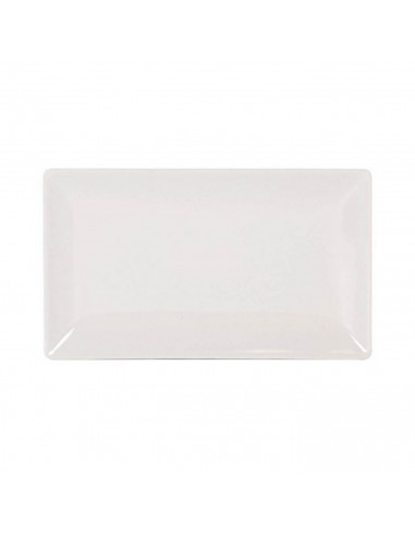 Juego de 6 bandejas planas de cerámica, rectángulares, color marfil, pack de platos rectangulares de cerámica, 25 x 1.5 x 15 cm
