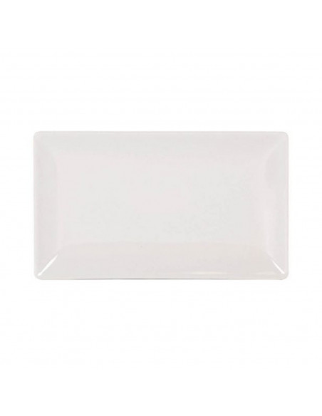 Juego de 6 bandejas planas de cerámica, rectángulares, color marfil, pack de platos rectangulares de cerámica, 25 x 1.5 x 15 cm
