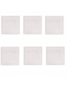 Pack de 6 platos llanos de cerámica de forma cuadrada de 1 x 18 x 18 cm, ideal para hogar u hostelería. Set de 6 recipientes par