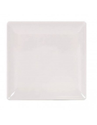 Pack de 6 platos llanos de cerámica de forma cuadrada de 1 x 18 x 18 cm, ideal para hogar u hostelería. Set de 6 recipientes par