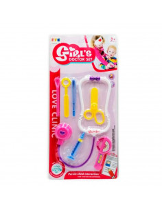 Set de niña doctora de juguete, plástico, kit infantil con accesorios para jugar a los médicos, estetoscopio, tijeras, pinzas, r