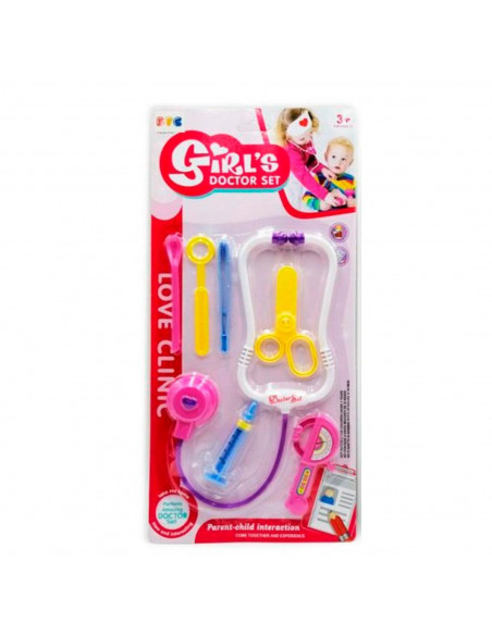 Set de niña doctora de juguete, plástico, kit infantil con accesorios para jugar a los médicos, estetoscopio, tijeras, pinzas, r