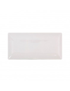 Juego de 6 bandejas planas de cerámica, rectángulares, color marfil, pack de platos rectangulares de cerámica, 30 x 2 x 20 cm