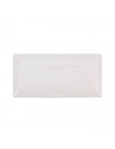 Juego de 6 bandejas planas de cerámica, rectángulares, color marfil, pack de platos rectangulares de cerámica, 30 x 2 x 20 cm