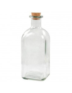 Tradineur - Botella de vidrio, frasca con tapón de corcho, reutilizable, rellenable, licores, aceite, agua, vino, whisky, bodas,