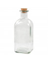 Tradineur - Botella de vidrio, frasca con tapón de corcho, reutilizable, rellenable, licores, aceite, agua, vino, whisky, bodas,