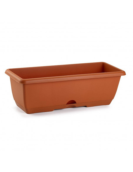 Tradineur - Jardinera para balcón con plato integrado - Fabricado en plástico - Capacidad de 12 L - 17 x 60 x 19,5 cm - Color Ma