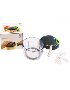 Tradineur - Picadora y batidora manual, trituradora de alimentos, cuchillas de acero inoxidable y cordón, picar verduras, frutas