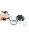 Tradineur - Picadora y batidora manual, trituradora de alimentos, cuchillas de acero inoxidable y cordón, picar verduras, frutas
