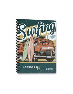 Agenda escolar surfing time 2021/2022 de tapa dura, diseño playa surtido, 8º, 15 x 13 x 2 cm