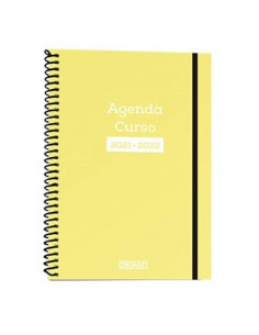 Agenda escolar 4º 2021/2022, tapa dura y goma, 1,5 x 16 x 21 cm, vista diaria, ideal para el curso escolar u oficina, bloc con c