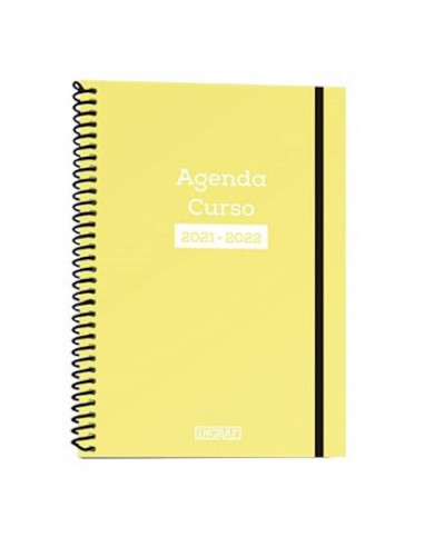 Agenda escolar 4º 2021/2022, tapa dura y goma, 1,5 x 16 x 21 cm, vista diaria, ideal para el curso escolar u oficina, bloc con c