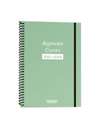Agenda escolar 4º 2021/2022, tapa dura y goma, 1,5 x 16 x 21 cm, vista diaria, ideal para el curso escolar u oficina, bloc con c