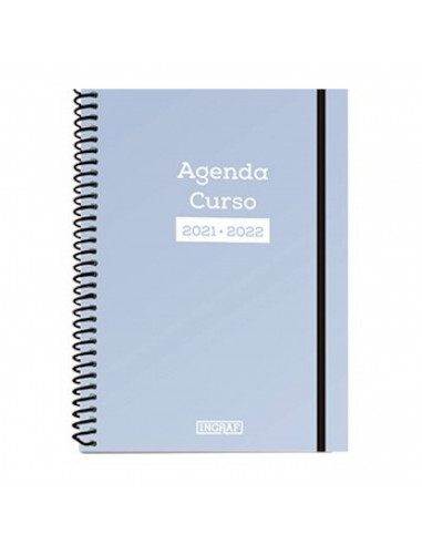 Agenda escolar 4º 2021/2022, tapa dura y goma, 1,5 x 16 x 21 cm, vista diaria, ideal para el curso escolar u oficina, bloc con c