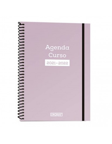 Agenda escolar 4º 2021/2022, tapa dura y goma, 1,5 x 16 x 21 cm, vista diaria, ideal para el curso escolar u oficina, bloc con c