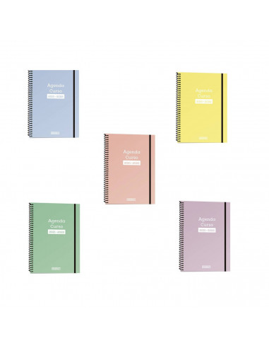 Agenda escolar 4º 2021/2022, tapa dura y goma, 1,5 x 16 x 21 cm, vista diaria, ideal para el curso escolar u oficina, bloc con c