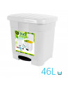 Tradineur - Cubo de basura blanco con pedal 46 litros plástico 45,5 x 43,5 x 39 cm. Contenedor de basura, papelera con separador