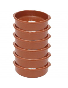 Tradineur - Pack de 6 Cazuelas redondas de barro - Aptas para vitro y horno - Ideales para guisos y asados caseros  Ø 28 cm