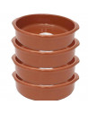 Tradineur - Pack de 4 Cazuelas redondas de barro con asas, aptas para vitroceramica y horno, Juego 4 Unidades, Ø 30 cm