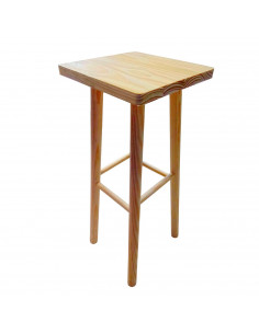 Tradineur - Taburete de madera cuadrado 69.3 x 26.8 x 26.8 cm, banqueta de madera con reposapiés para bar, restaurante, cocina