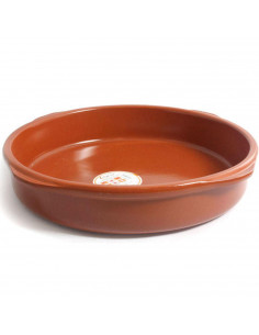 Tradineur - Cazuela redonda de barro - Apta para vitro y horno - Ideal para guisos y asados caseros  Ø 40 cm - Modelo aleatorio