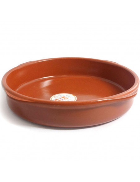 Tradineur - Cazuela redonda de barro - Apta para vitro y horno - Ideal para guisos y asados caseros  Ø 40 cm - Modelo aleatorio
