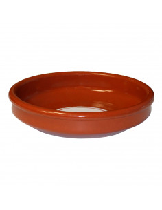 Tradineur - Cazuela redonda de barro - Apta para vitro y horno - Ideal para guisos y asados caseros  Ø 24 cm