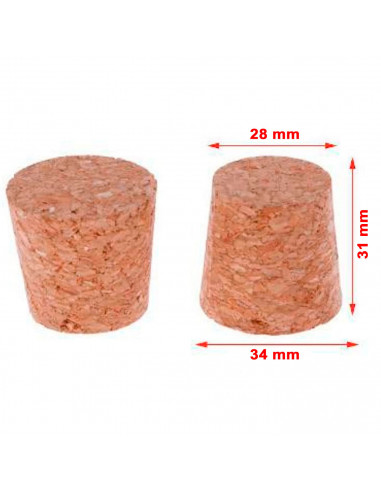 Tradineur - Pack de 12 tapones de corcho, indicados para garrafas de cristal de 8 litros, medidas corcho: 34 x 31 x 28 mm