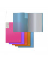 Tradineur - Pack de 5 carpetas A4 de plástico con 60 fundas trasnparentes en 5 colores (rosa, azul turquesa, naranja, ocre y azu