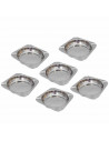 Tradineur - Pack de 6 ceniceros cuadrados de acero 11,5 x 2 cm con muescas para los cigarros, diseño clásico, uso exterior e int