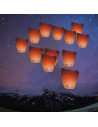 Pack de 12 farolillos voladores de papel con luz, de 96 x 38 x 50 cm, para celebraciones. Set de 12 mini globos de papel para la