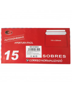 Pack de 15 sobres para correo aéreo 115 x 225 mm, sobres de envío cartas, cierre autoadhesivo, sin ventana, color blanco
