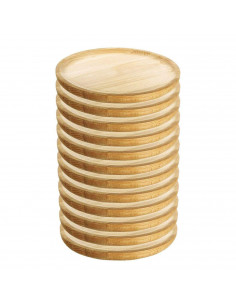 Artema - Pack de 12 platos de pulpo redondos de madera, diámetro 12 cm. Juego de 12 platos de presentación, pequeños, pulpo a la