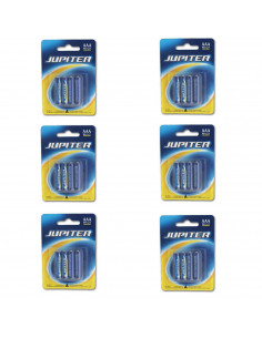 Juego de 6 packs de 4 pilas AAA, r03, 1,5 v "júpiter" ideal para el hogar. Set de 24 pilas no recargables, para una gran diversi
