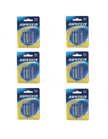 Juego de 6 packs de 4 pilas AAA, r03, 1,5 v "júpiter" ideal para el hogar. Set de 24 pilas no recargables, para una gran diversi
