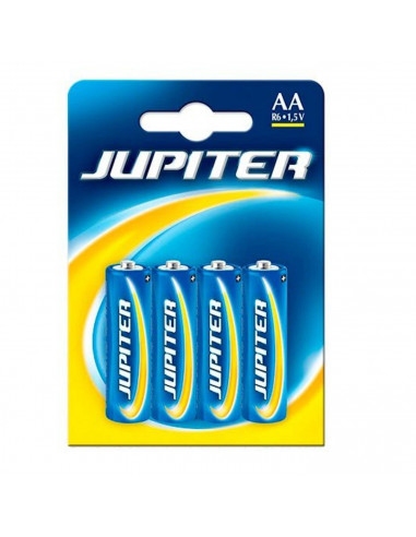 Juego de 6 packs de 4 pilas AA, r6, 1,5 v "júpiter" ideal para el hogar. Set de 24 pilas no recargables, para una gran diversida
